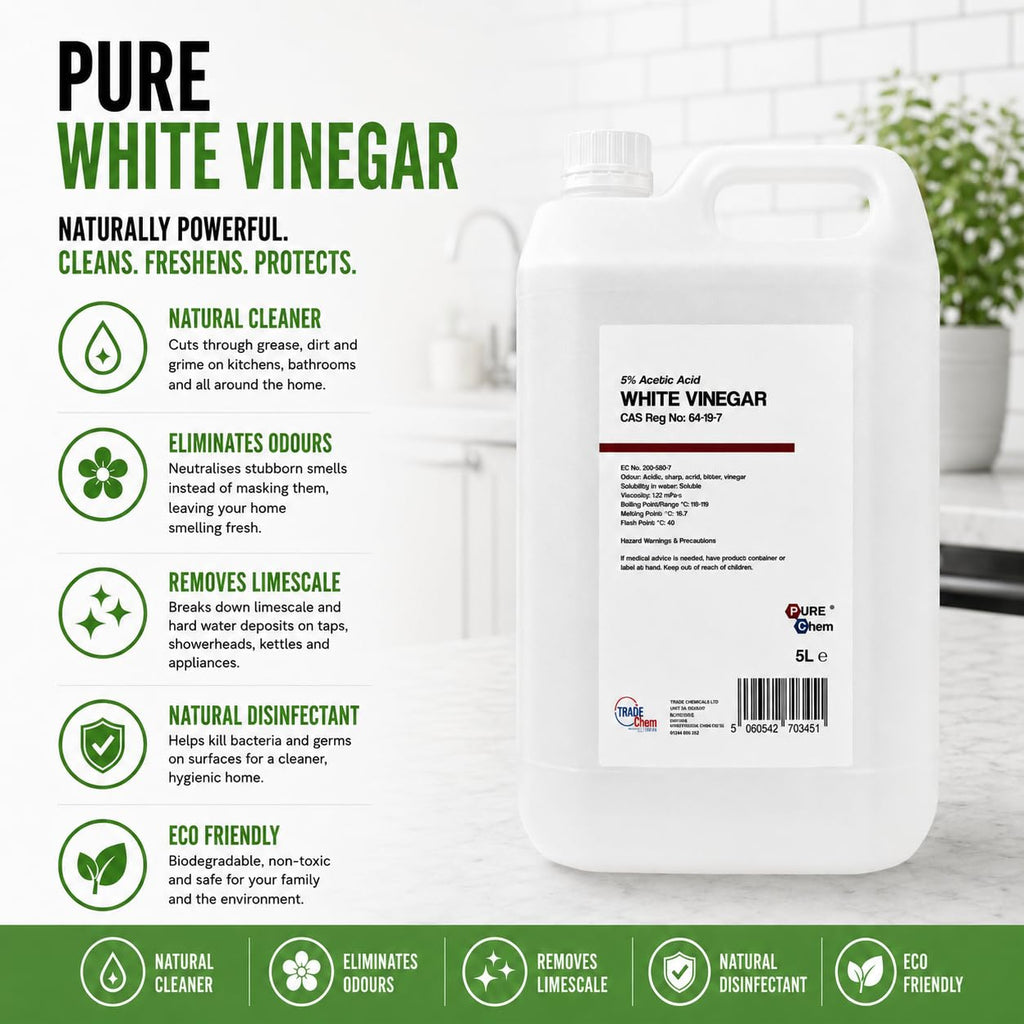 White Vinegar 5L - Food Grade Suitable for Cleaning, Cooking, Baking, Pickling, Marinating, Weed Killer