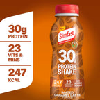 SlimFast o 30g Protein Meal Replacement Shake o Salted Caramel Latte Flavour o 242 Cals o 23 Vitamins + Minerals o No Added Sugar o Gut Friendly o Ready to Drink o 6 x 325 ml (6 meals) - BBE 06/2026