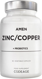 Zinc & Copper Supplement + Probiotics - 3 Months Supply - One Per Day - 25 mg Zinc Picolinate Vitamin Pills - Essential Minerals Supplements - 2 Billion CFUs Probiotic - Vegan, Non-GMO - 90 Capsules - BBE 05/2028