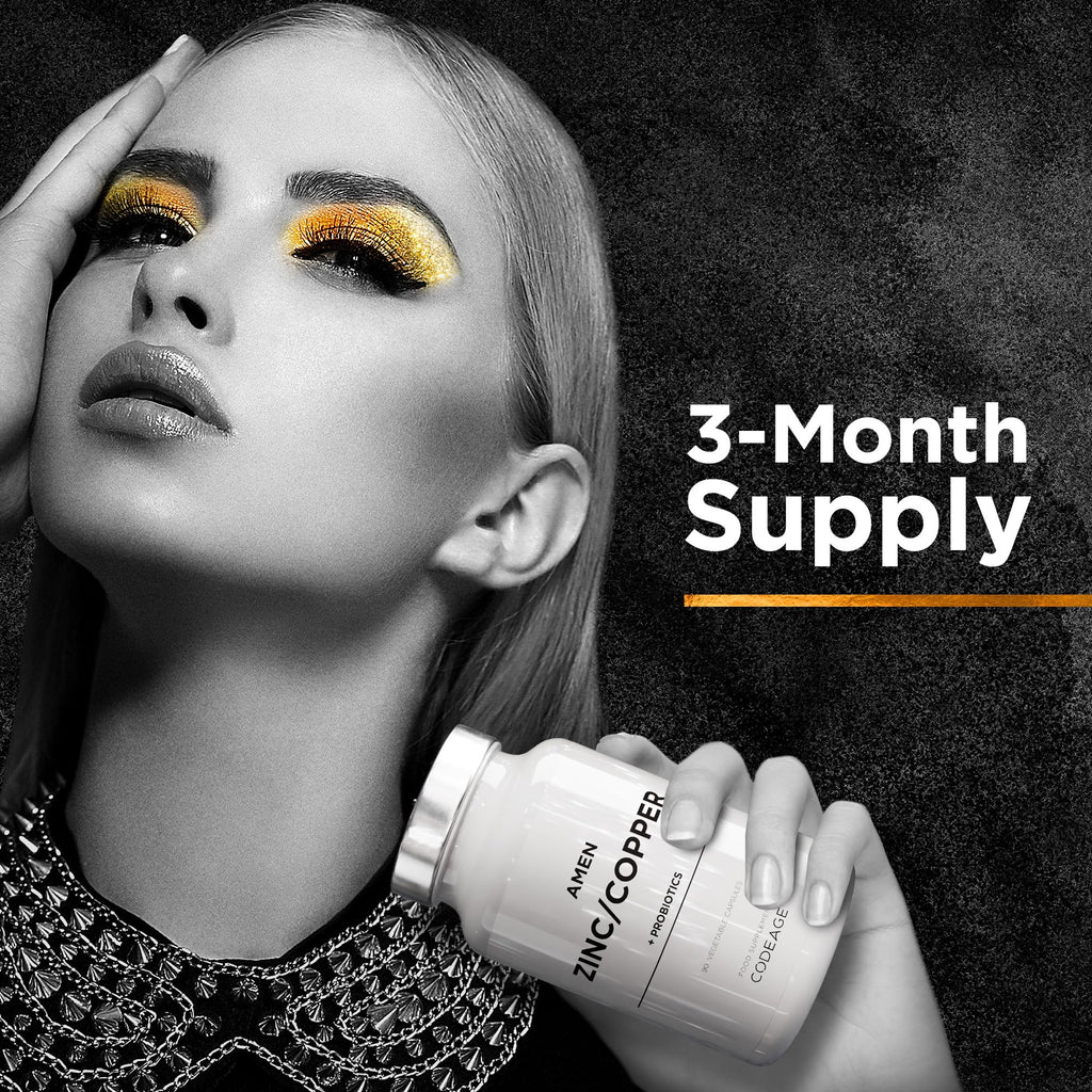 Zinc & Copper Supplement + Probiotics - 3 Months Supply - One Per Day - 25 mg Zinc Picolinate Vitamin Pills - Essential Minerals Supplements - 2 Billion CFUs Probiotic - Vegan, Non-GMO - 90 Capsules - BBE 05/2028