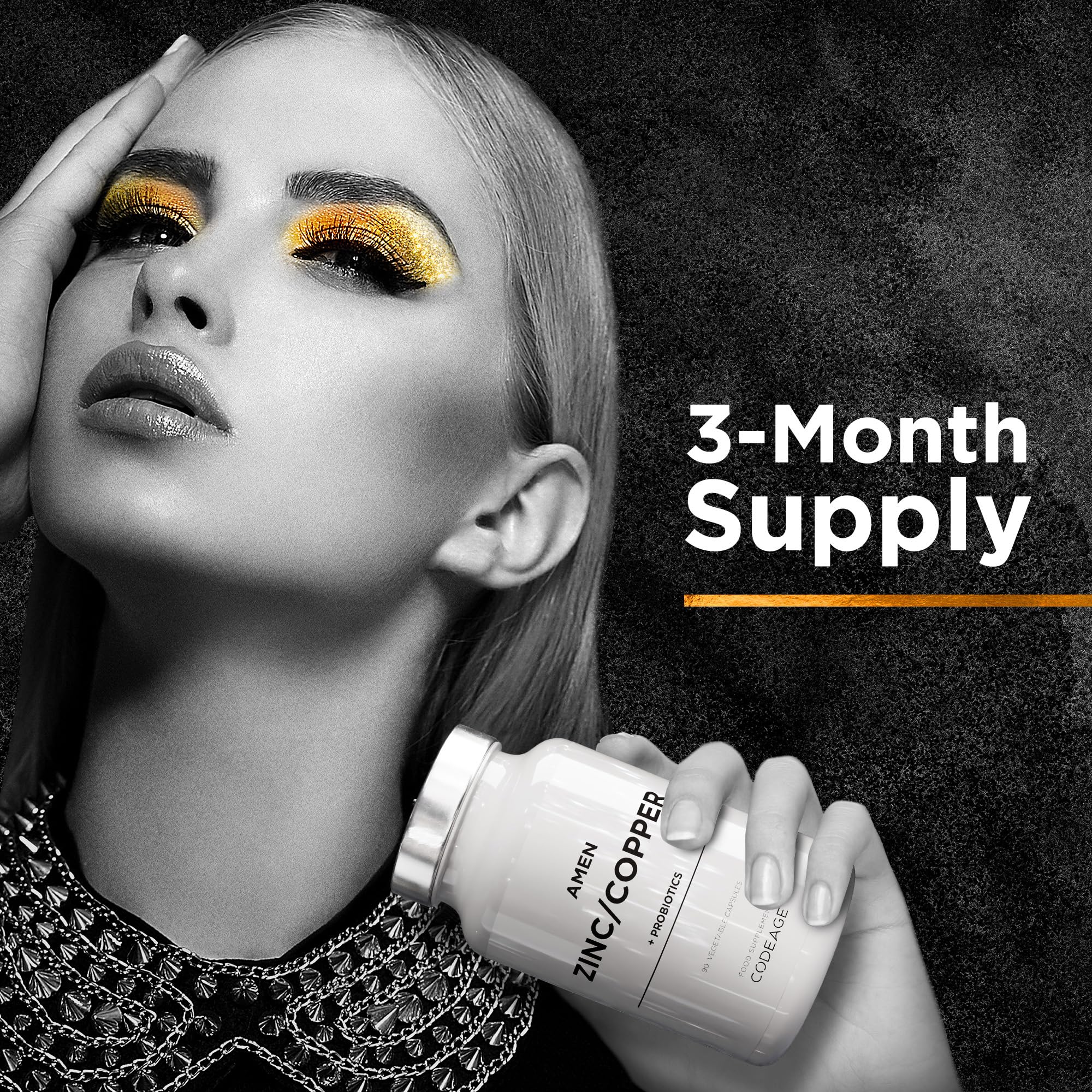Zinc & Copper Supplement + Probiotics - 3 Months Supply - One Per Day - 25 mg Zinc Picolinate Vitamin Pills - Essential Minerals Supplements - 2 Billion CFUs Probiotic - Vegan, Non-GMO - 90 Capsules - BBE 05/2028