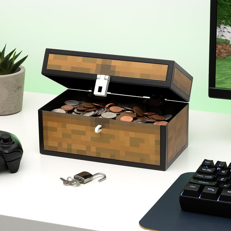 Minecraft Officially Licensed Chest Money Box, Gaming Room Decor and Merchandise for Boys and Girls, Piggybank Gift Accessory for Playroom and Bedroom - Paladone