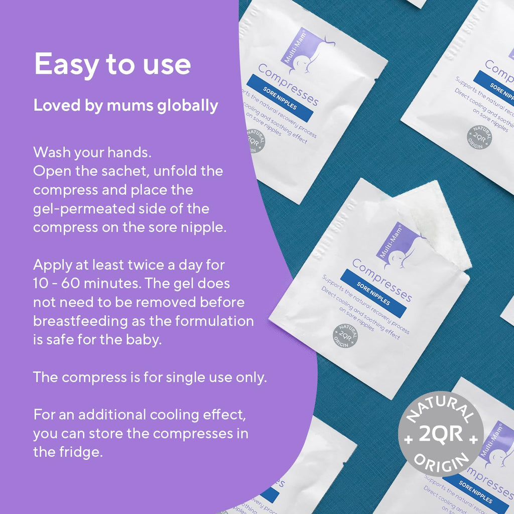 Multi-Mam Compresses for Breastfeeding Mothers - Intensive Care and Treatment of Sore and Irritated Nipples - Instant Cooling and Soothing Gel Pad - Essential Aid for Breast-Feeding Mums - Pack of 12 - Damaged Box