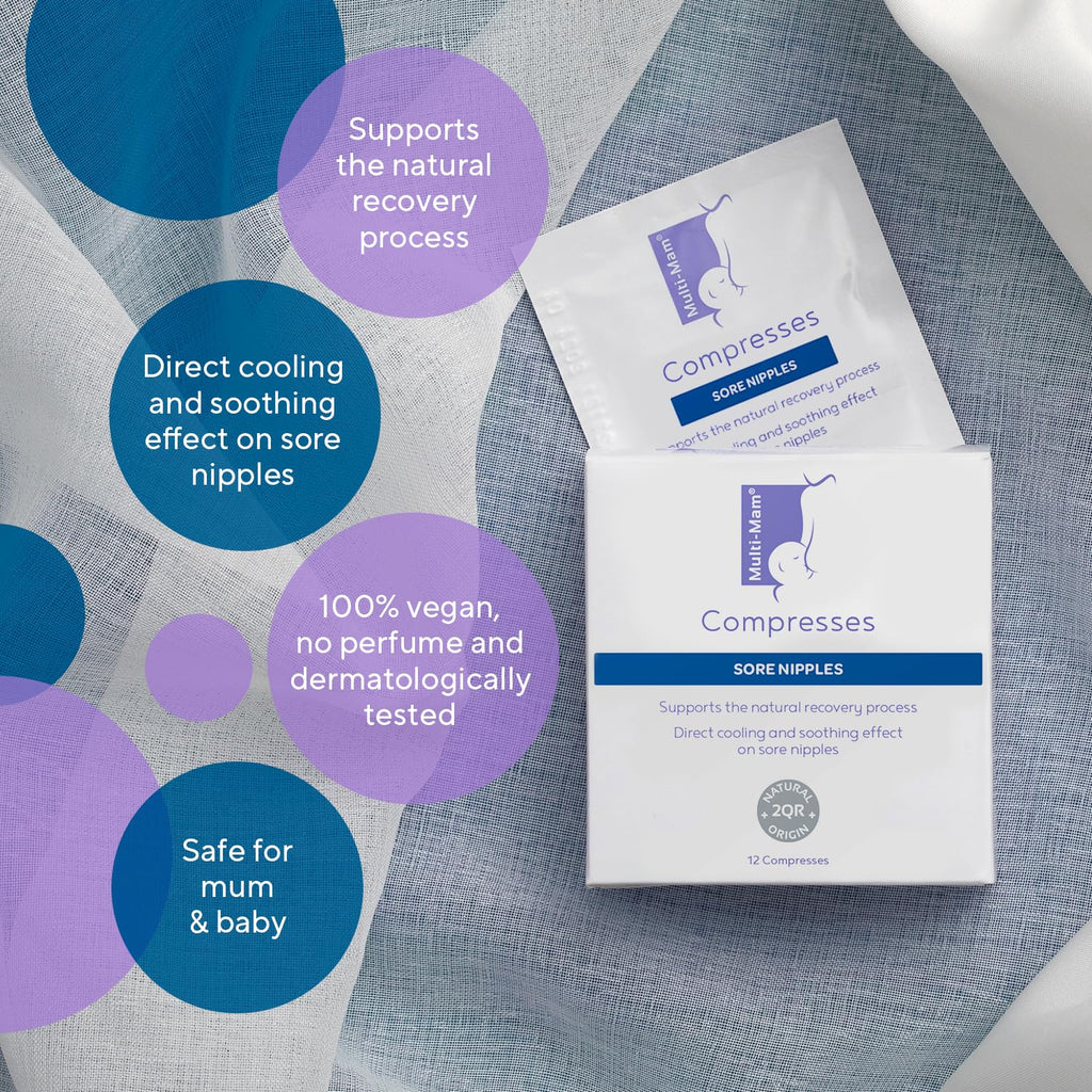 Multi-Mam Compresses for Breastfeeding Mothers - Intensive Care and Treatment of Sore and Irritated Nipples - Instant Cooling and Soothing Gel Pad - Essential Aid for Breast-Feeding Mums - Pack of 12 - Damaged Box