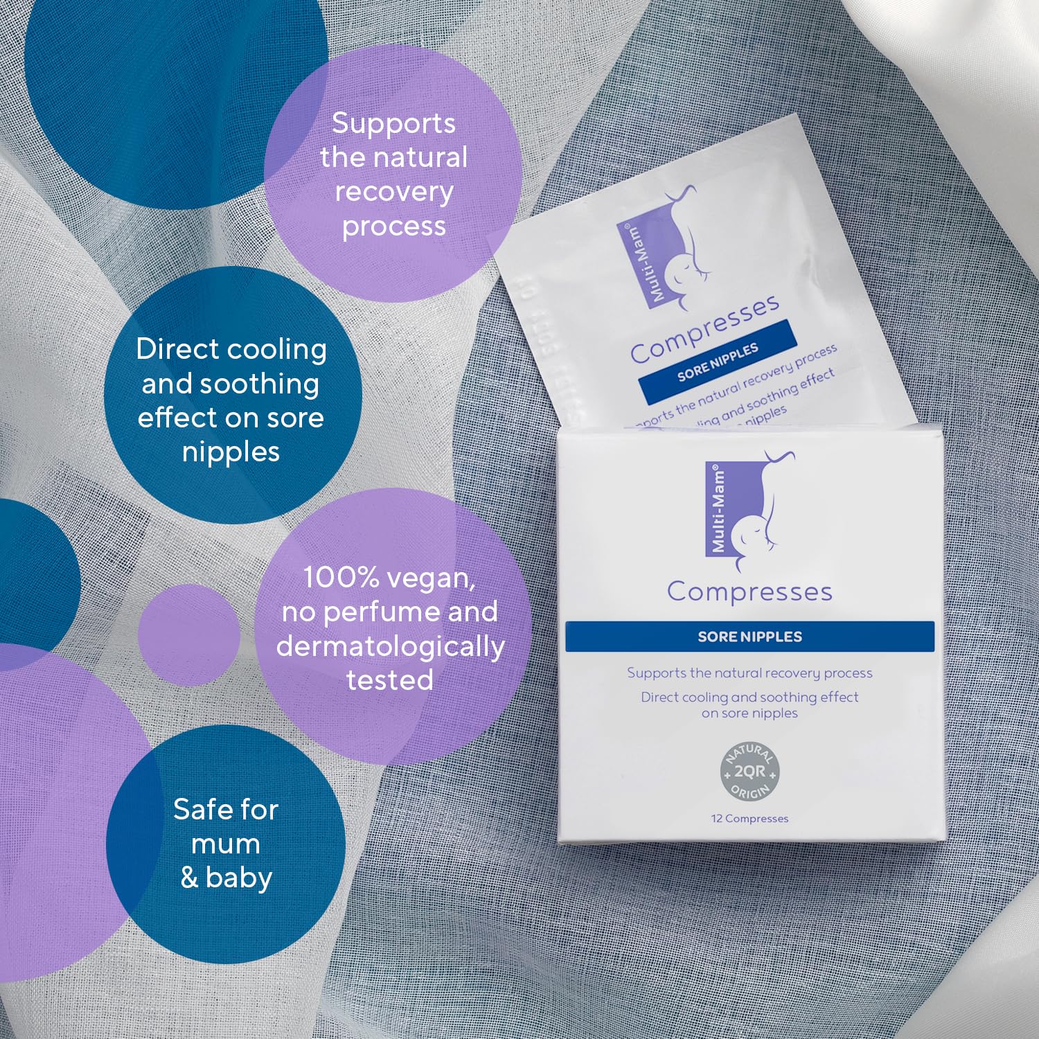 Multi-Mam Compresses for Breastfeeding Mothers - Intensive Care and Treatment of Sore and Irritated Nipples - Instant Cooling and Soothing Gel Pad - Essential Aid for Breast-Feeding Mums - Pack of 12 - Damaged Box