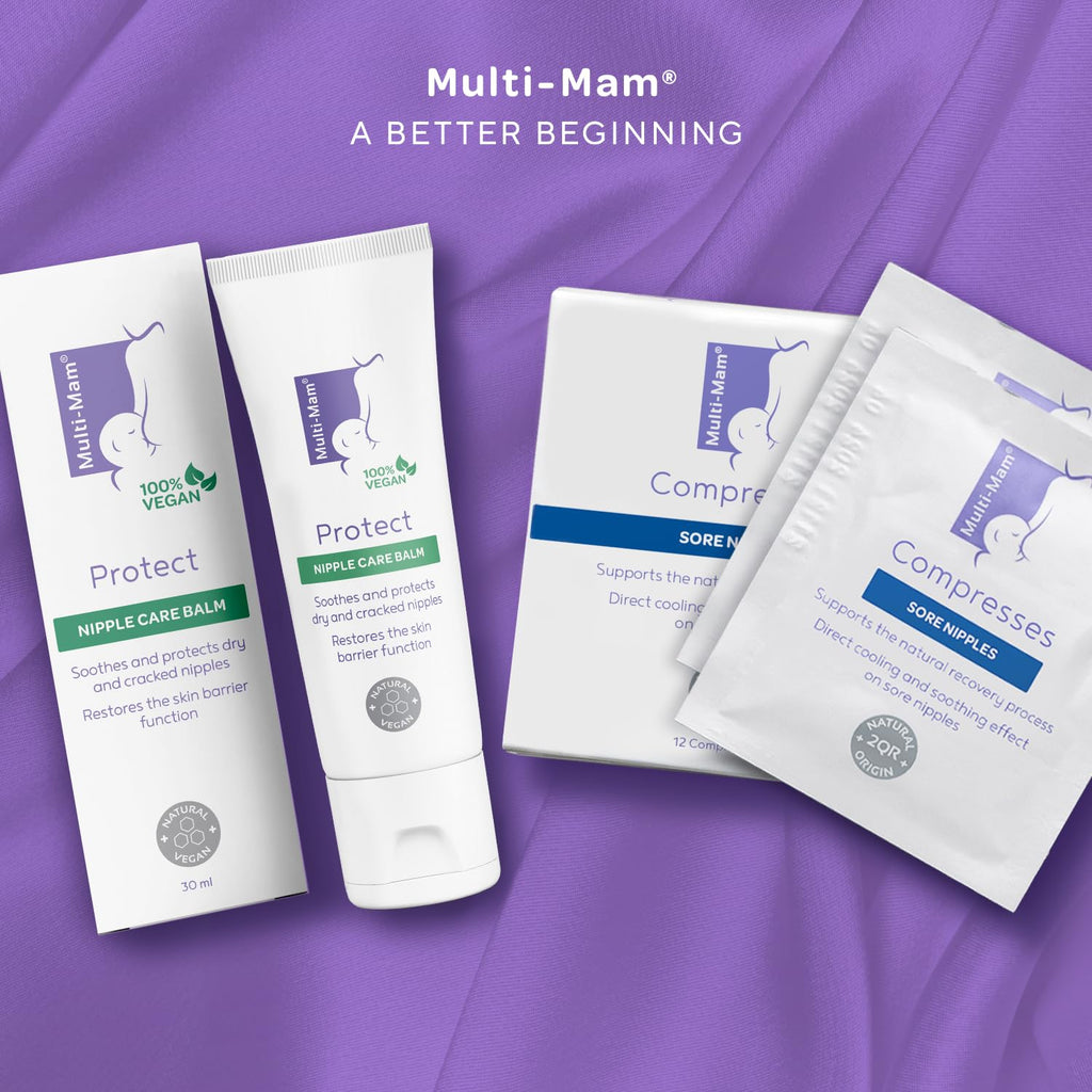 Multi-Mam Compresses for Breastfeeding Mothers - Intensive Care and Treatment of Sore and Irritated Nipples - Instant Cooling and Soothing Gel Pad - Essential Aid for Breast-Feeding Mums - Pack of 12 - Damaged Box