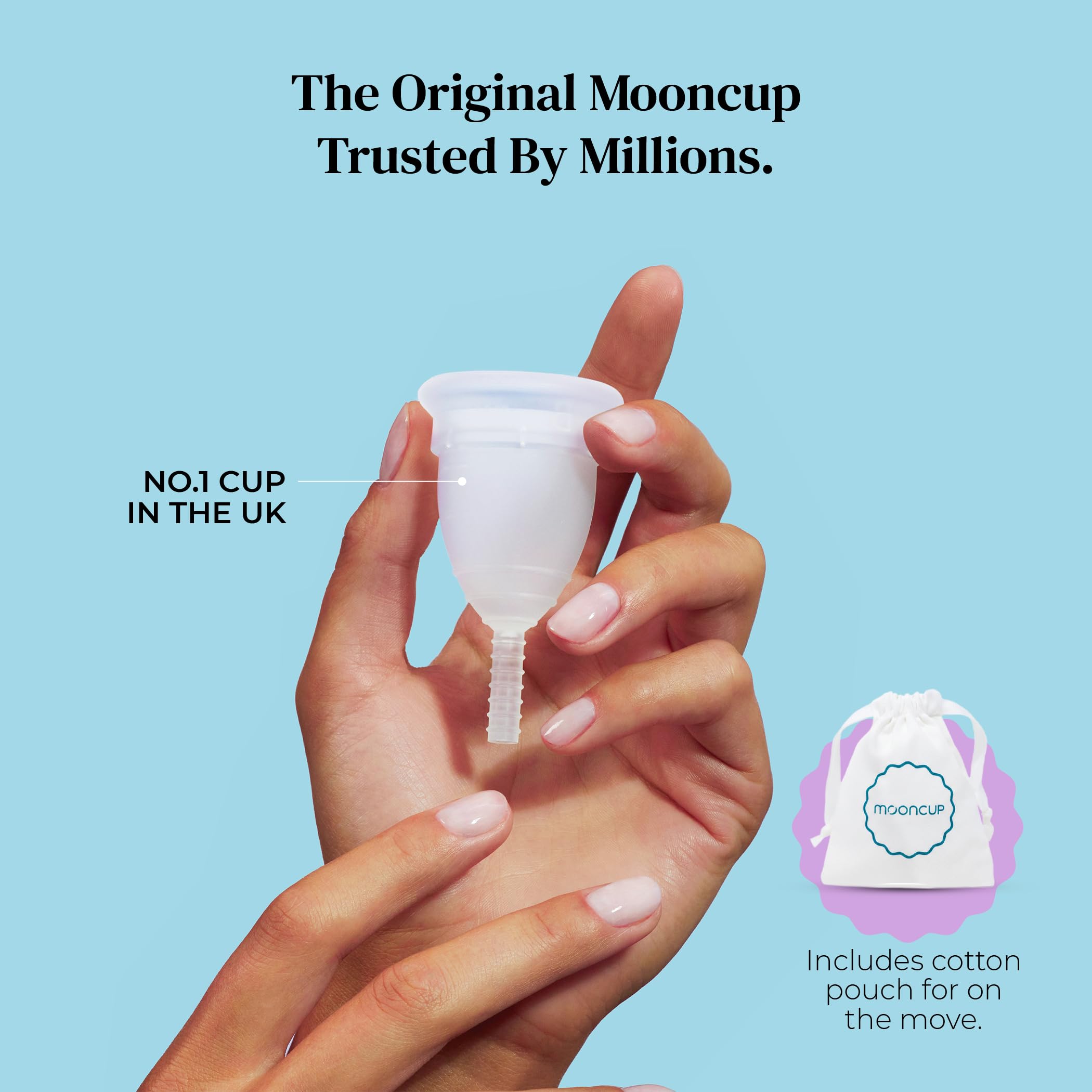 Mooncup Original Menstrual Cup - Medical-Grade Silicone Period Cup for Protection - Holds 3 Tampons Worth of Fluid - Toxin-Free, Eco-Friendly & Easy to Insert - Size B (Under 30 or No Vaginal Birth) - Damaged Box