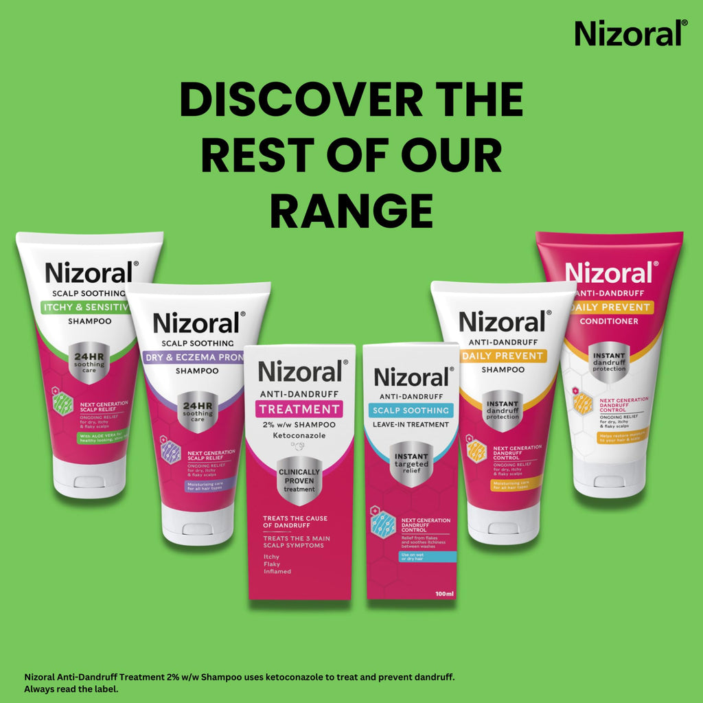 Nizoral Scalp Soothing Itchy & Sensitive Shampoo, 24 Hour Soothing Care, Ongoing Relief for Dry, Itchy and Flaky Scalps, For Healthy Looking, Shiny Hair, Contains Aloe Vera, 1 x 200ml