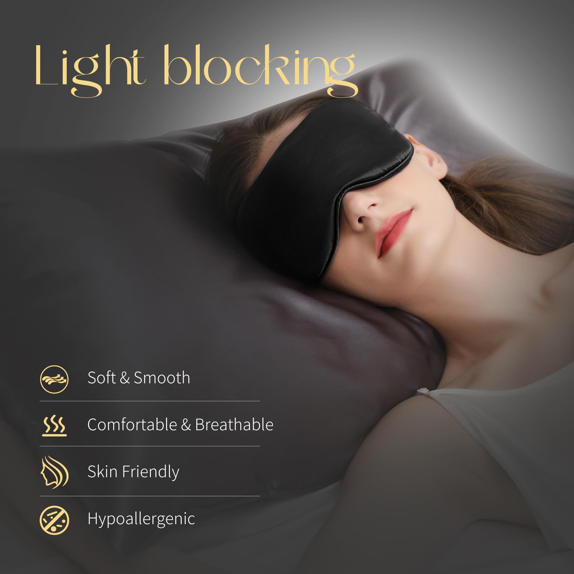 ZIMASILK 100% 22 Momme Pure Mulberry Silk Adjustable Sleep Mask, Filled with Pure Silk, Wrapping Strap- Super Soft, Breathable & Comfortable Blindfold, Perfect Blocks Light for Sleeping (Black)