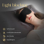 ZIMASILK 100% 22 Momme Pure Mulberry Silk Adjustable Sleep Mask, Filled with Pure Silk, Wrapping Strap- Super Soft, Breathable & Comfortable Blindfold, Perfect Blocks Light for Sleeping (Black)