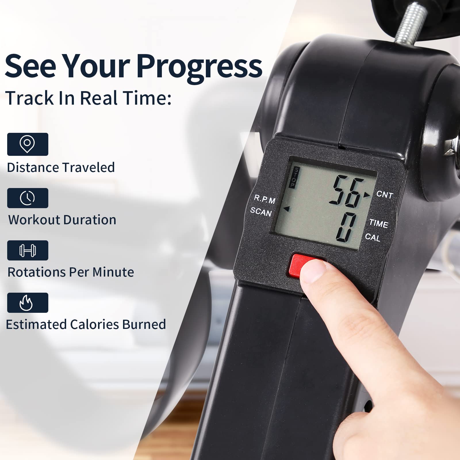 AGM Foldable Mini Pedal Exerciser, Compact Arm Leg Exercise Bike with LCD Display for Home Office Workout - Damaged Box