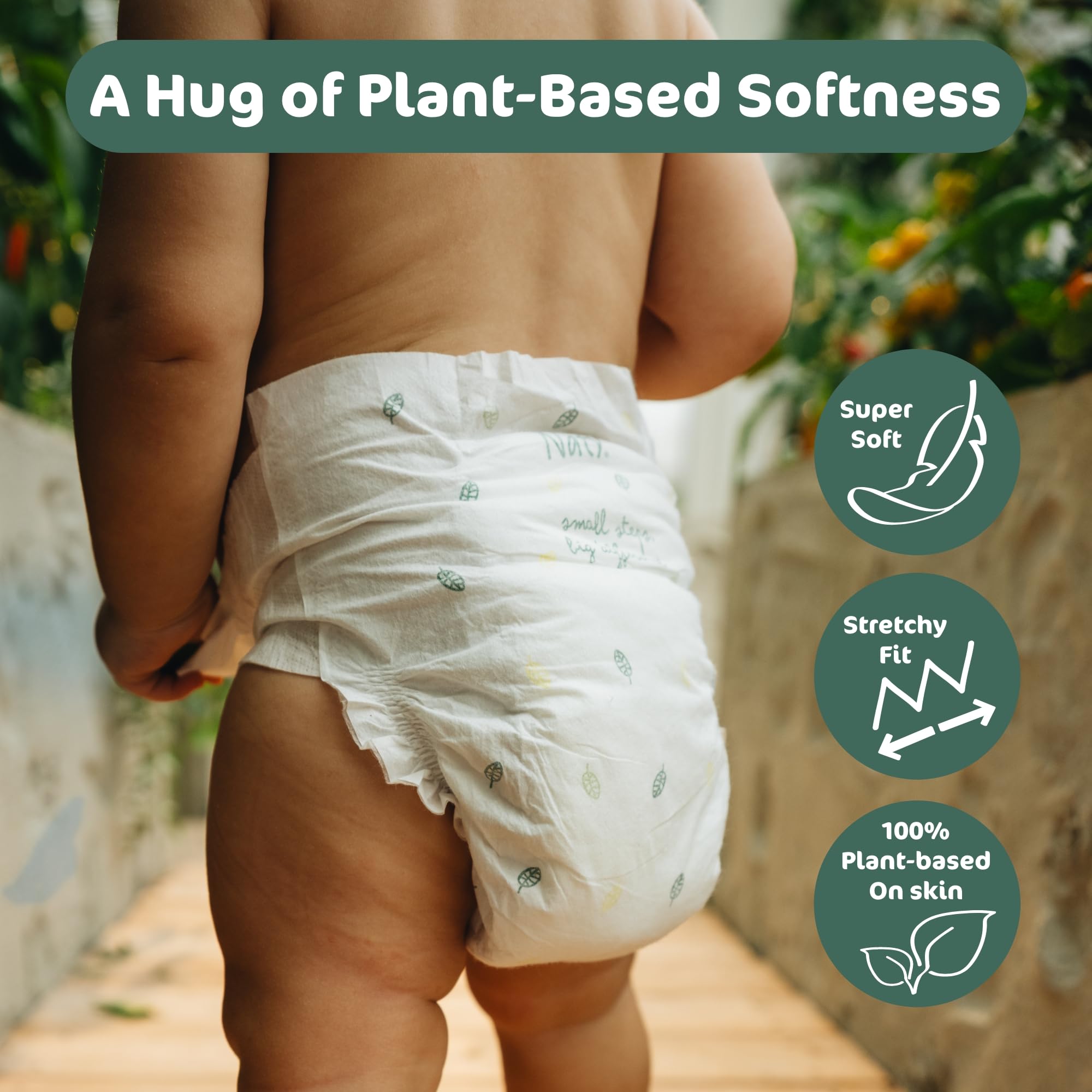 Naty BioEmbrace Baby Nappies | Sensitive Skin Safe Certified | Leak Protection up to 100% | Plant-Based Softness, Premium Comfort | Chlorine-Free | Size 3 (4-9kg), 180 Count