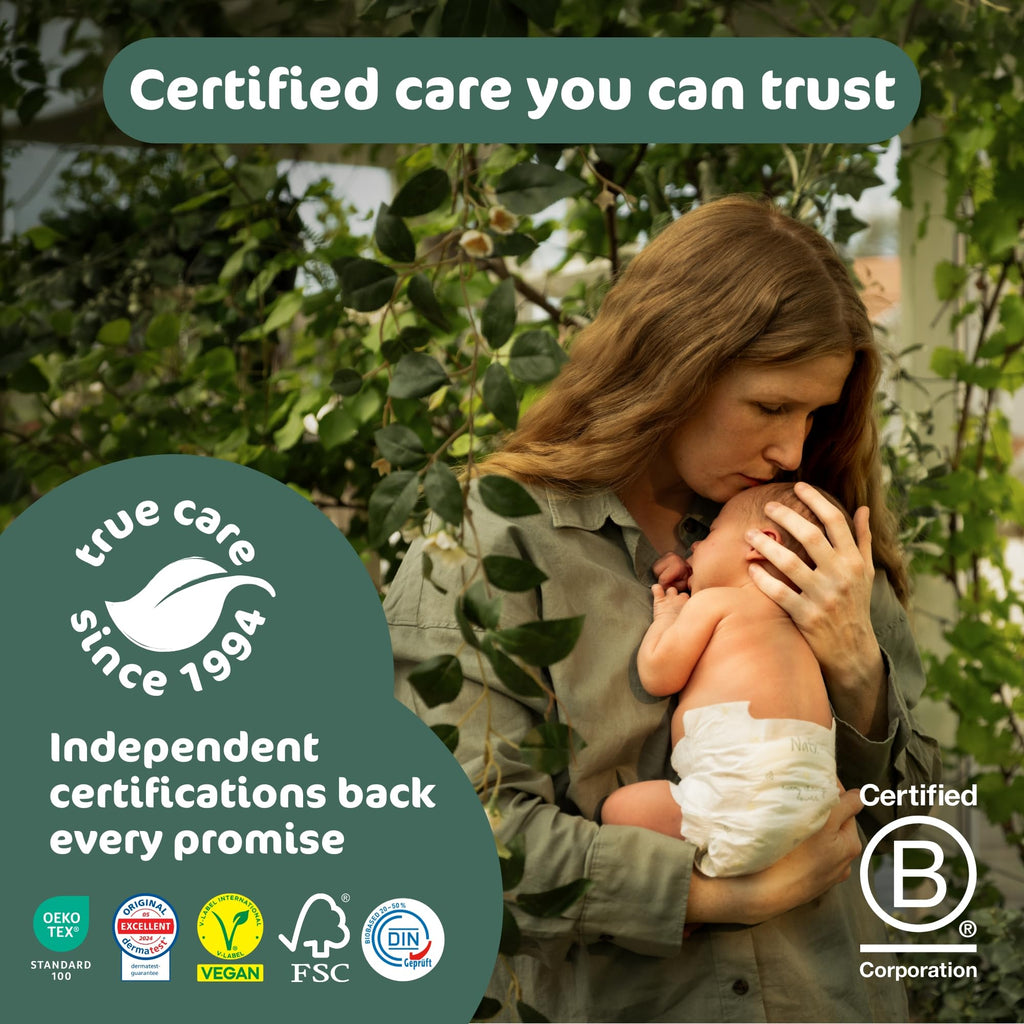 Naty BioEmbrace Baby Nappies | Sensitive Skin Safe Certified | Leak Protection up to 100% | Plant-Based Softness, Premium Comfort | Chlorine-Free | Size 3 (4-9kg), 180 Count
