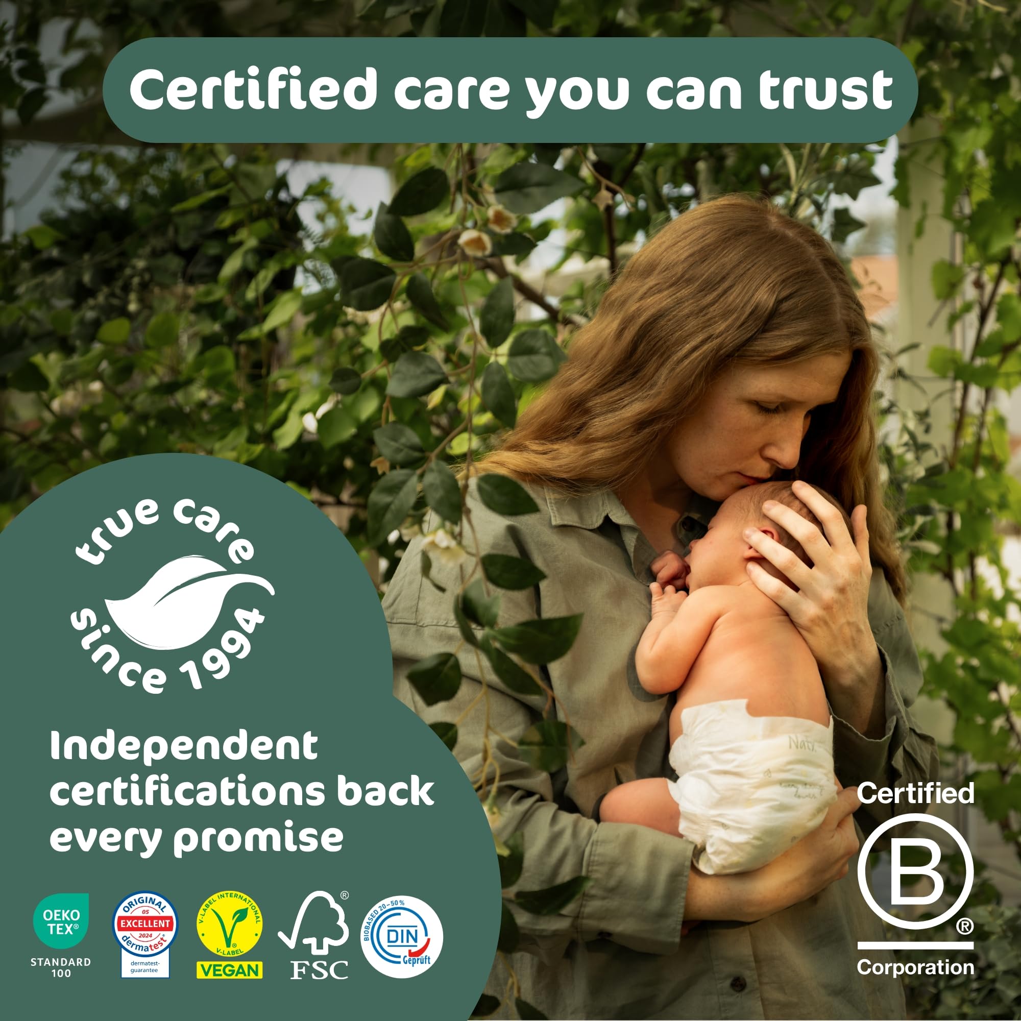 Naty BioEmbrace Baby Nappies | Sensitive Skin Safe Certified | Leak Protection up to 100% | Plant-Based Softness, Premium Comfort | Chlorine-Free | Size 3 (4-9kg), 180 Count