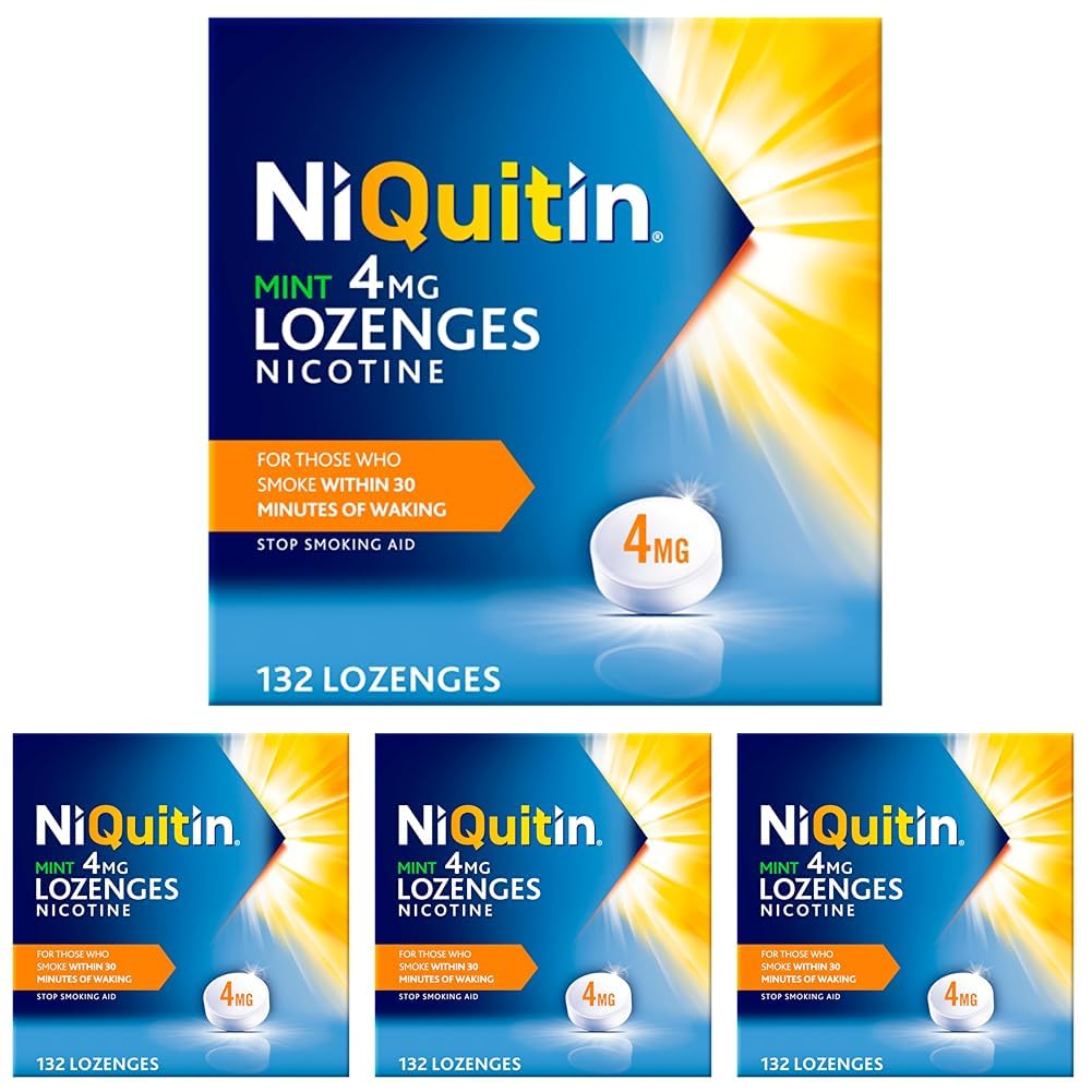 NiQuitin 4mg Nicotine Lozenges - Mint Flavour (132) - Fast, Effective Craving Relief - Stop Smoking Aids for Taking at Home Or On The Go - for Help Quitting Or Reducing Smoking - Like New - BBE 07/2027