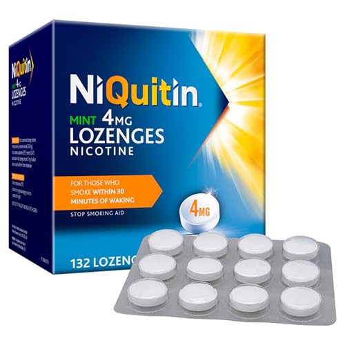 NiQuitin 4mg Nicotine Lozenges - Mint Flavour (132) - Fast, Effective Craving Relief - Stop Smoking Aids for Taking at Home Or On The Go - for Help Quitting Or Reducing Smoking - Like New - BBE 07/2027