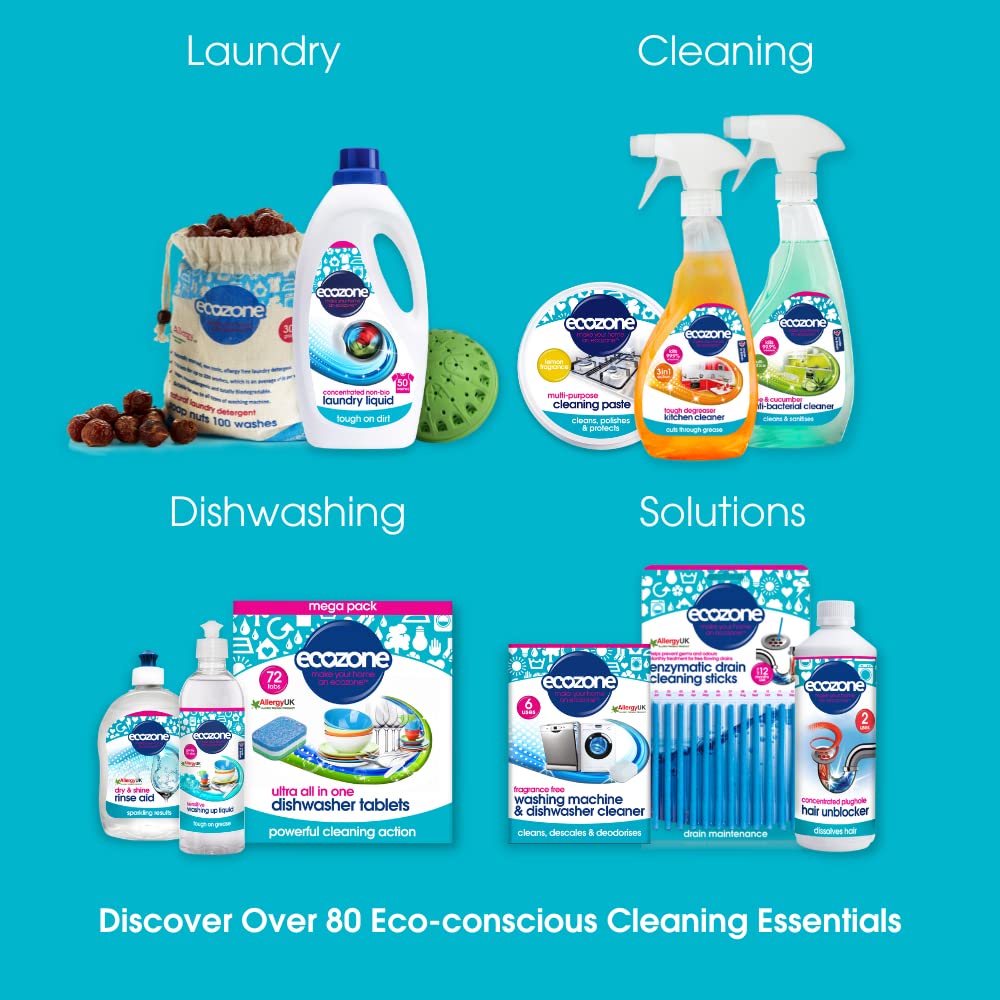 EcoZone Forever Flush 2000 Blue Toilet Blocks, Eco Friendly Alternative to Loo Rim Hangers, Cistern Capsules Clean & Descale WCs, Natural Vegan & Non Toxic Cleaner, Recyclable Plastic (Set of 2)