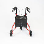 NRS Healthcare 3 Wheel Steel Rollator Walker Walking Aid with Bag, & Lockable Brakes, Folding & Height Adjustable - Red - Very Good
