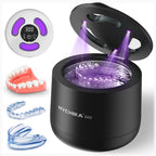 HYCHIKA Ultrasonic Retainer Cleaner Machine,45kHz Sonic Dental Cleaner with Digital Timer,4 Modes,200mL Dental Pod for Dentures,False Teeth,Aligners,Night Guards(White) - Damaged Box
