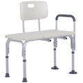 HOMCOM Height Adjustable Shower Chair, Non Slip Bath Transfer Bench for Elderly, Disabled with Armrest and Backrest, 300 lbs Capacity, White - Very Good