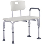 HOMCOM Height Adjustable Shower Chair, Non Slip Bath Transfer Bench for Elderly, Disabled with Armrest and Backrest, 300 lbs Capacity, White - Very Good