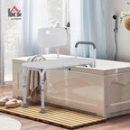 HOMCOM Height Adjustable Shower Chair, Non Slip Bath Transfer Bench for Elderly, Disabled with Armrest and Backrest, 300 lbs Capacity, White - Very Good