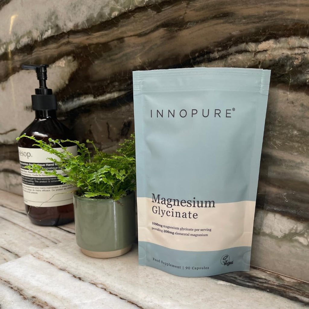 INNOPURE Magnesium Glycinate (Bisglycinate) 200mg Elemental per Serving - Gentle & Bioavailable - 90 Vegan Capsules, Made in the UK