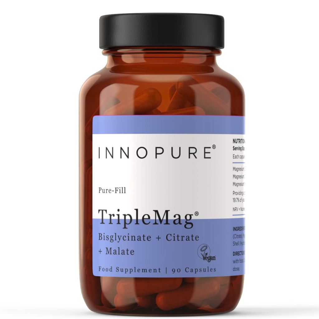 INNOPURE Magnesium Glycinate (Bisglycinate) 200mg Elemental per Serving - Gentle & Bioavailable - 90 Vegan Capsules, Made in the UK
