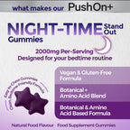 PushOn+ Night-Time Gummies | Food Supplement | Vegan & Gluten-Free | 30 Day Supply | Berry Flavoured | 60 Gummies | Bedtime Routine Supplement