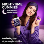 PushOn+ Night-Time Gummies | Food Supplement | Vegan & Gluten-Free | 30 Day Supply | Berry Flavoured | 60 Gummies | Bedtime Routine Supplement