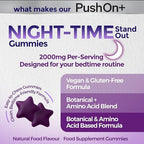 PushOn+ Night-Time Gummies | Food Supplement | Vegan & Gluten-Free | 30 Day Supply | Berry Flavoured | 60 Gummies | Bedtime Routine Supplement