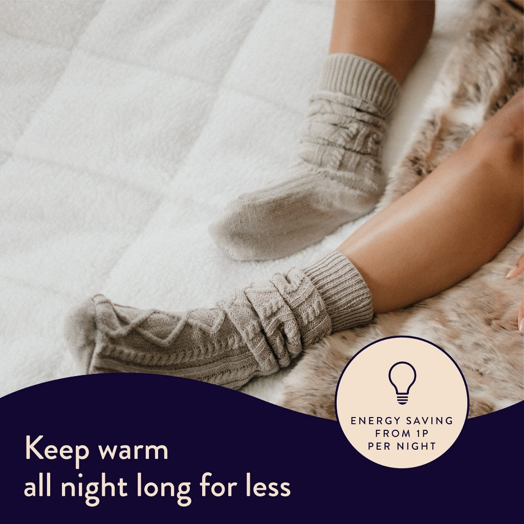 Dreamland Hunker Down Electric Blanket, Super King Size, Scandi Sherpa, Fast Heat Up, Premium Heated Electric Fitted Underblanket, 6 Heat Settings, Easy Straps, Machine Washable, Timer, 200 x 180 cm - Like New