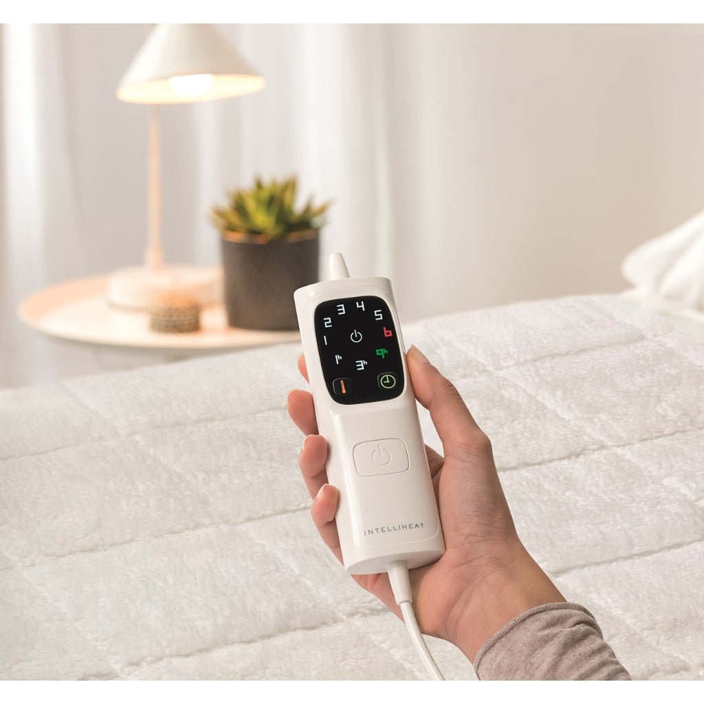 Dreamland Hunker Down Electric Blanket, Super King Size, Scandi Sherpa, Fast Heat Up, Premium Heated Electric Fitted Underblanket, 6 Heat Settings, Easy Straps, Machine Washable, Timer, 200 x 180 cm - Like New