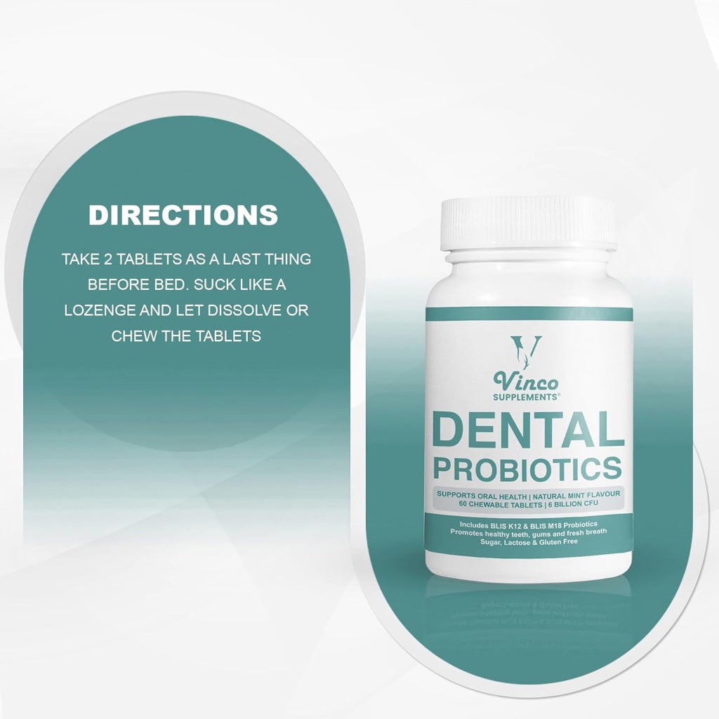 Dental Probiotics Advanced Oral Probiotics for Mouth Supplement - Bad Breath Treatment for Adults with BLIS K12 & BLIS M18-6 Billion CFU, Mint Flavour Chewable Oral Care Tablets - 60 Count - BBE 11/2027