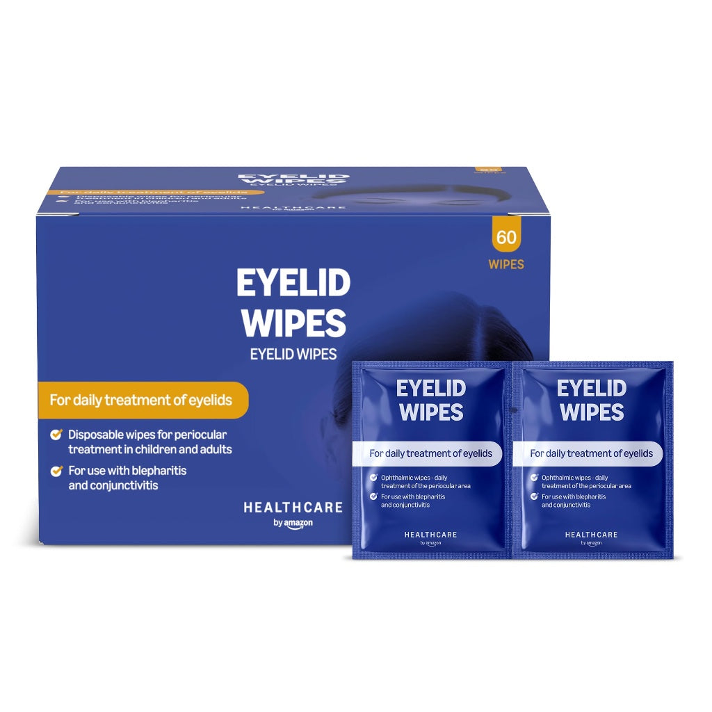 Healthcare by Amazon Eyelid Cleansing Wipes for Periocular Treatment in Adults and Children, Unscented, Pack of 60 (Previously Amazon Basic Care) - Packaging May Vary - Damaged Box