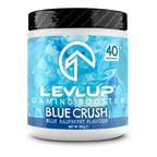 LevlUp Blue Crush Gaming Booster, Energy, Focus and Concentration Drink Powder for Gamers with Taurine, Caffeine, L-Tyrosine and Vitamin B12, Blue Raspberry Flavour, 320 g, 40 Servings - BBE 01/2026