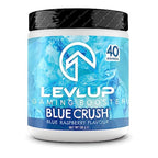 LevlUp Blue Crush Gaming Booster, Energy, Focus and Concentration Drink Powder for Gamers with Taurine, Caffeine, L-Tyrosine and Vitamin B12, Blue Raspberry Flavour, 320 g, 40 Servings - BBE 01/2026