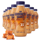 For Goodness Shakes Salted Caramel Protein Shakes, 35g Protein, High Protein, Fat-Free, Ready-To-Drink, No Added Sugar, Gluten-Free, Pre & Post Workout, 8 x 330ml - BBE 07/2026