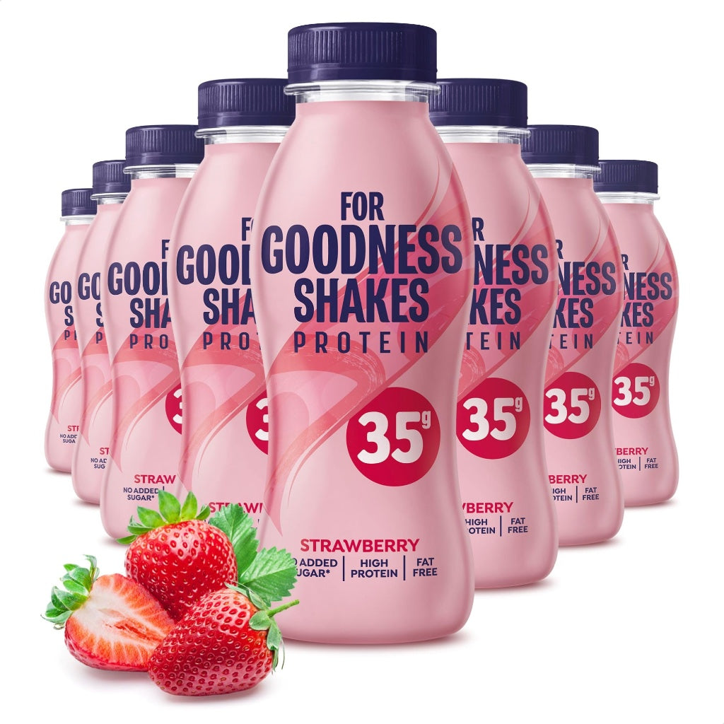 For Goodness Shakes Salted Caramel Protein Shakes, 35g Protein, High Protein, Fat-Free, Ready-To-Drink, No Added Sugar, Gluten-Free, Pre & Post Workout, 8 x 330ml - BBE 07/2026