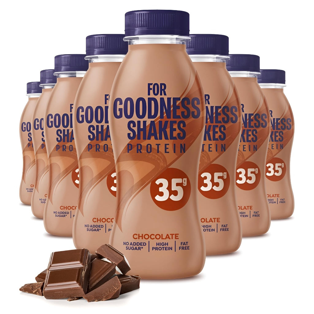 For Goodness Shakes Salted Caramel Protein Shakes, 35g Protein, High Protein, Fat-Free, Ready-To-Drink, No Added Sugar, Gluten-Free, Pre & Post Workout, 8 x 330ml - BBE 07/2026