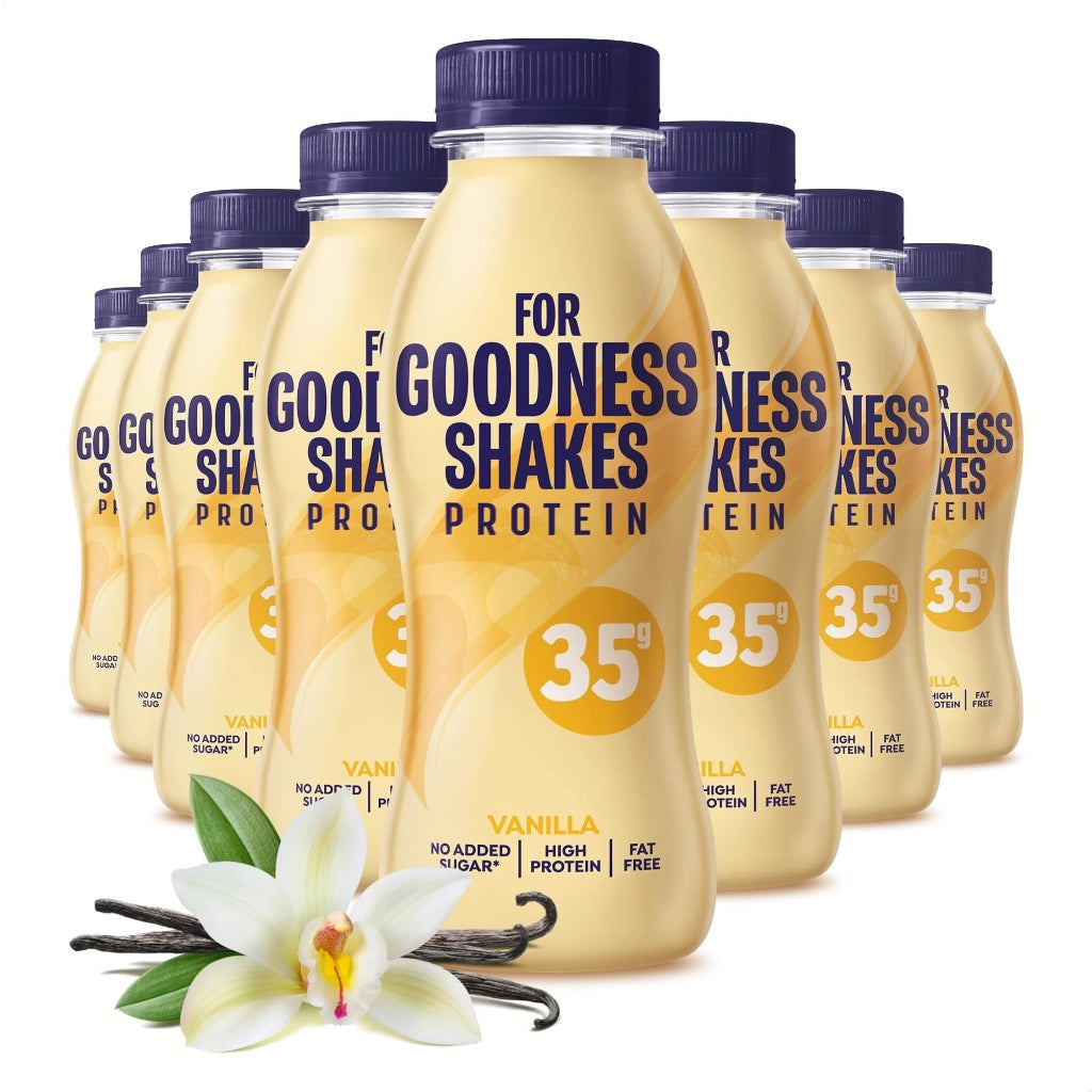 For Goodness Shakes Salted Caramel Protein Shakes, 35g Protein, High Protein, Fat-Free, Ready-To-Drink, No Added Sugar, Gluten-Free, Pre & Post Workout, 8 x 330ml - BBE 07/2026