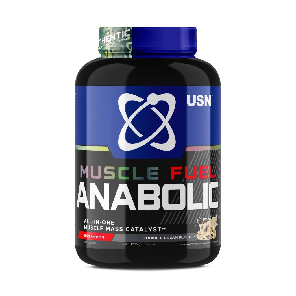 USN Muscle Fuel Anabolic All-In-One Muscle Mass Gainer, Vanilla Flavour - 4kg, 54g Protein Powder, 5g Creatine Powder & 5g BCAA Powder For Maximum Muscle Growth, Post Workout Recovery Drink Mix - BBE 01/2028