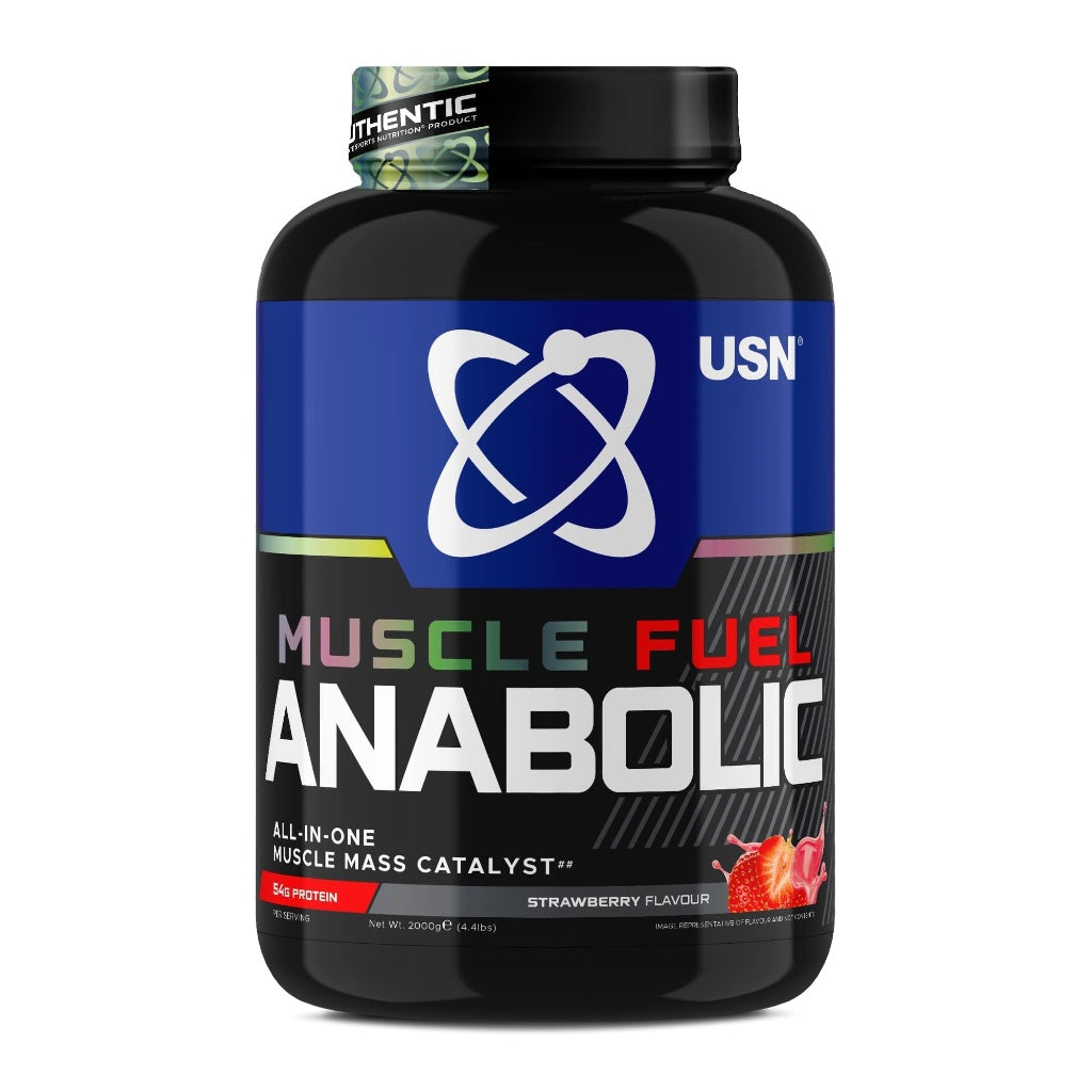 USN Muscle Fuel Anabolic All-In-One Muscle Mass Gainer, Vanilla Flavour - 4kg, 54g Protein Powder, 5g Creatine Powder & 5g BCAA Powder For Maximum Muscle Growth, Post Workout Recovery Drink Mix - BBE 01/2028