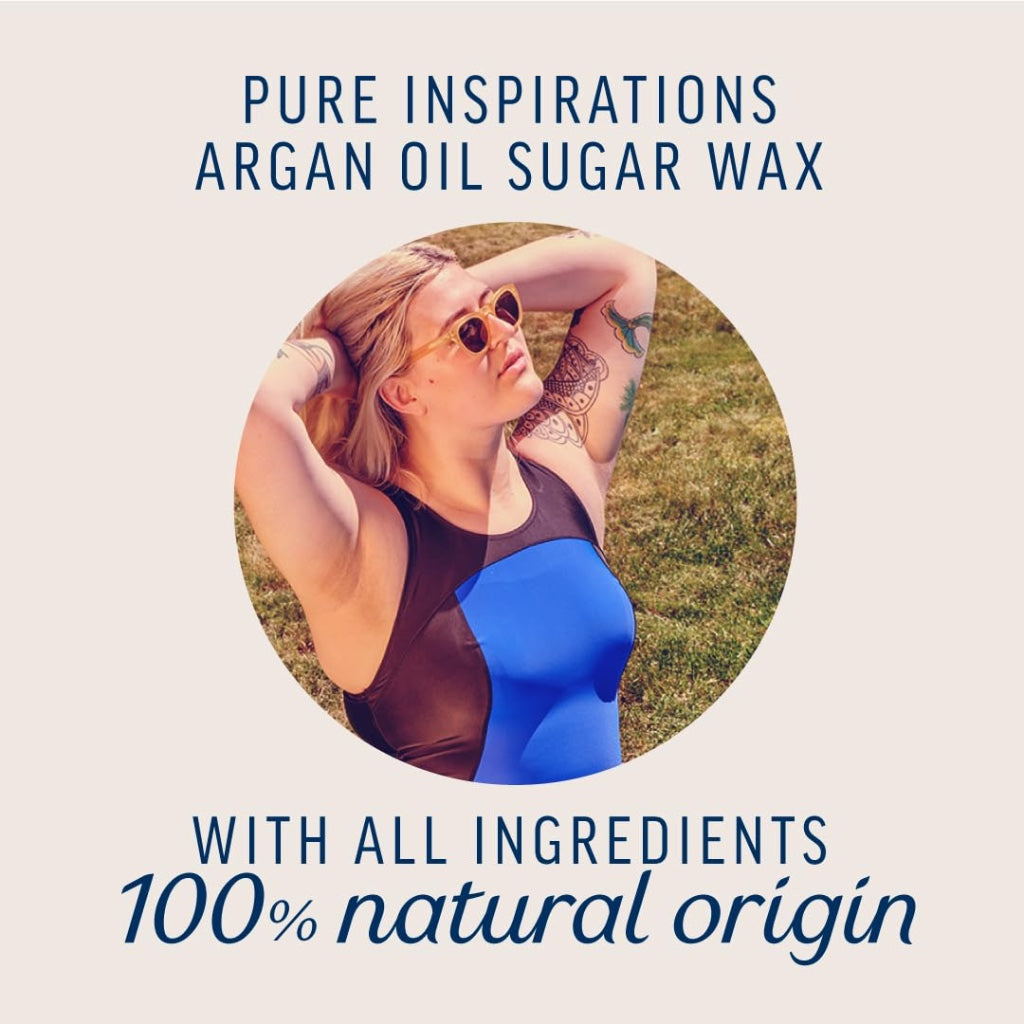 Veet Argan Oil Hot Wax Kit 250 ml - Sugar Hair Removal, Warm Facial Remover with Strips, Dermatologist-Tested Solution for Smooth Skin - Damaged Box