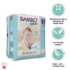 Bambo Nature Size 3 Premium Eco Nappies 4-8kg 9-18lb Pack of 6 x 28 Disposable Baby Diapers Dermatologically Tested Skin Friendly Sensitive Care