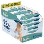 Pampers Aqua Pure 99% Water Baby Wipes Plastic Free 12 Packs of 60 Wipes 720 Count Bulk Wet Wipes for Sensitive Skin Fragrance Free - Damaged Box