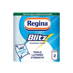 Regina Blitz Household Towels 8 Triple Layered Rolls 70 Sheets Per Roll Extra Large Kitchen Roll Paper Packaging FSC Certified - Damaged Box