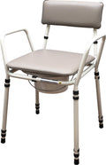 Aidapt Stacking Commode Chair Height Adjustable Free Standing Toilet Aid with Padded Back Armrests and Removable Seat Cover - Damaged Box