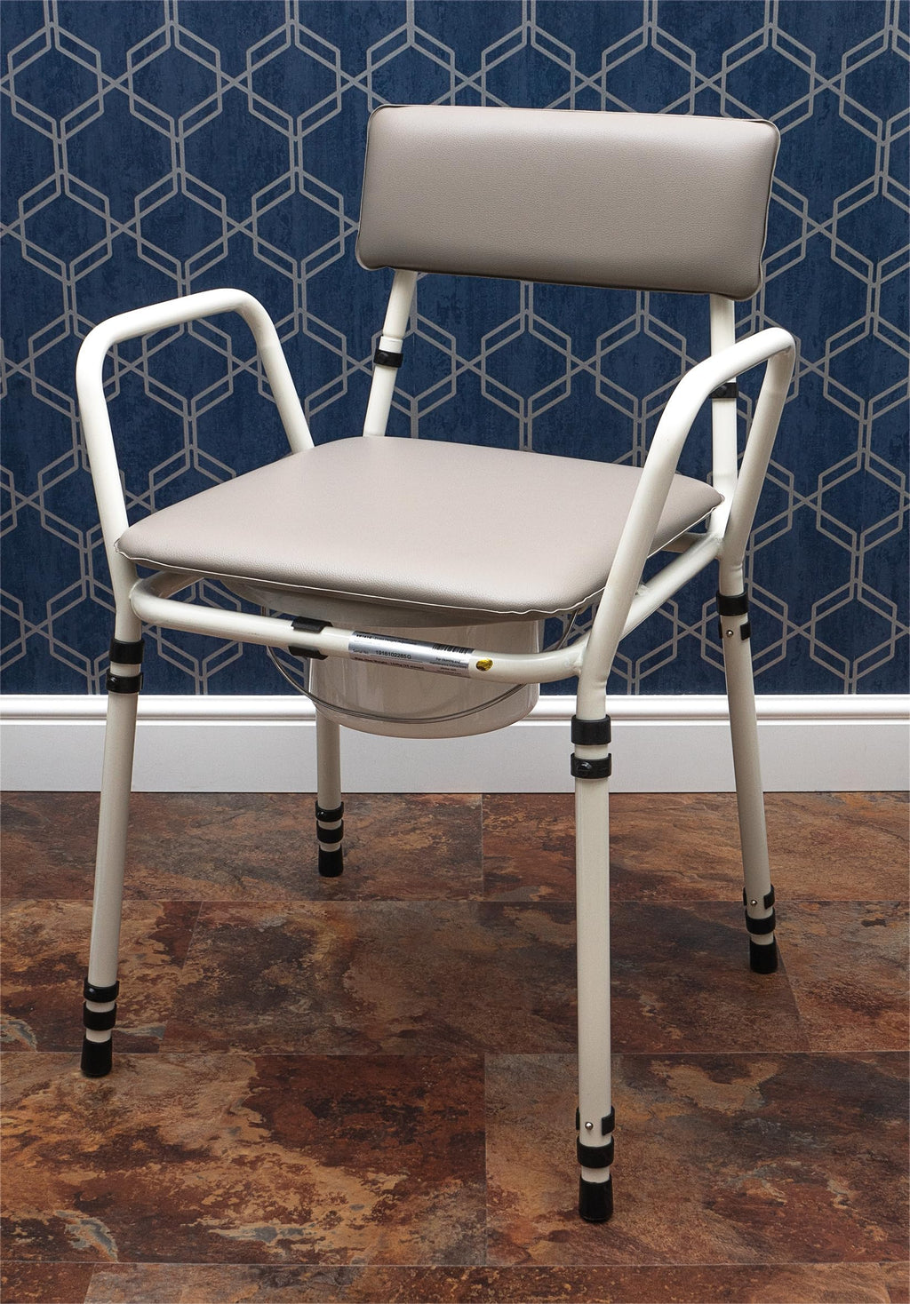 Aidapt Stacking Commode Chair Height Adjustable Free Standing Toilet Aid with Padded Back Armrests and Removable Seat Cover - Damaged Box