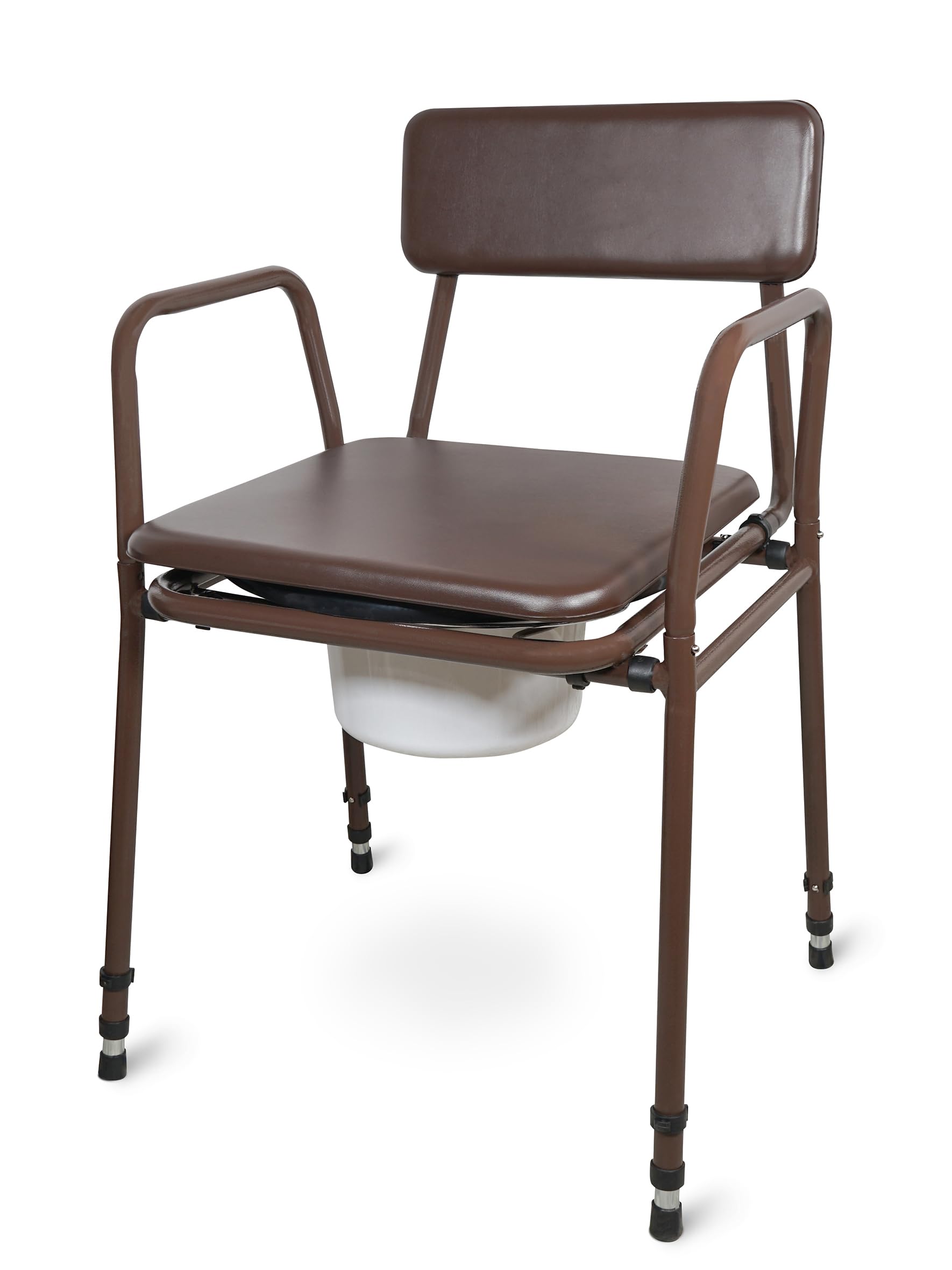 Aidapt Stacking Commode Chair Height Adjustable Free Standing Toilet Aid with Padded Back Armrests and Removable Seat Cover - Damaged Box